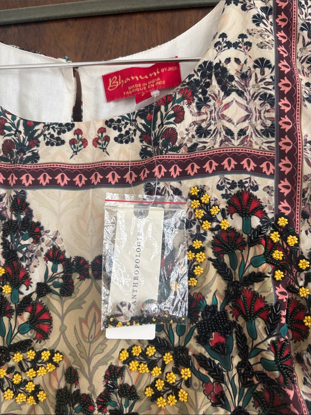 Beige Floral Embroidered Maxi Dress - Picture 3 of 4